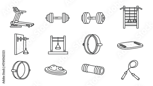 Workout Tools: This image highlights a range of essential workout tools. Perfectly suited for fitness enthusiasts, designers, and health-related content.