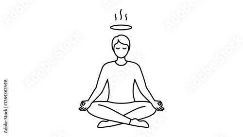 Serene Meditation Illustration: A tranquil illustration depicts a person in a meditative pose, evoking inner peace and spiritual contemplation.