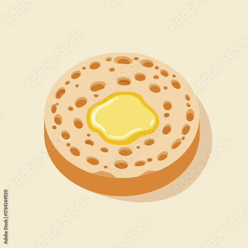 Toasted Crumpet Topped with Melting Butter