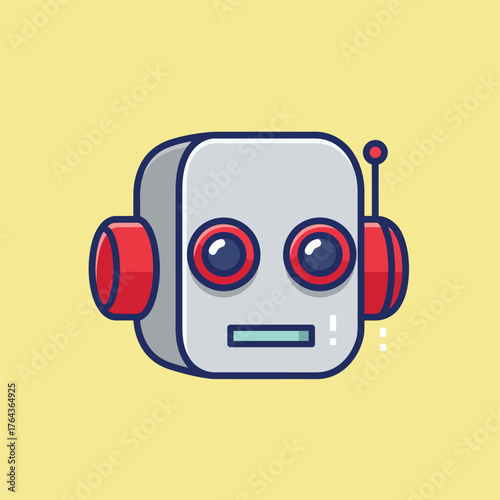 Cute cartoon robot head mascot illustration icon