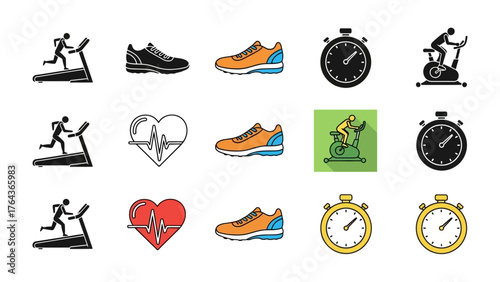 Fitness Elements Compilation: An array of athletic essentials, portraying the core components of fitness, exercise, and the pursuit of a healthy lifestyle.