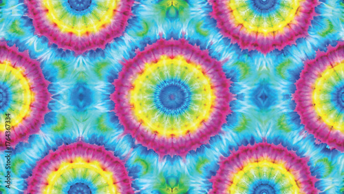 Seamless pattern of watercolor radial rings with hollow centers
