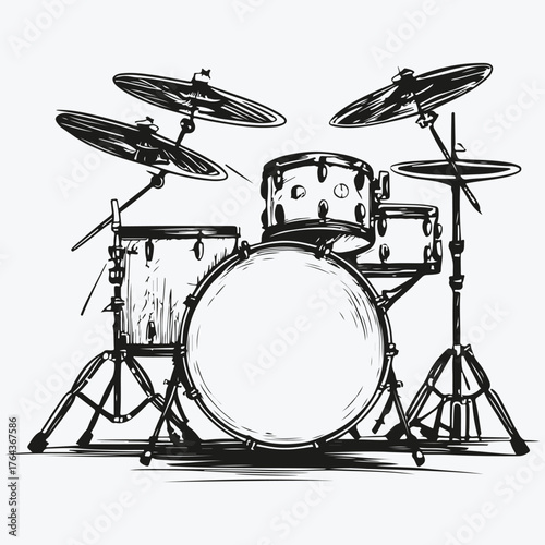 Drums music instrument sketch illustration vector