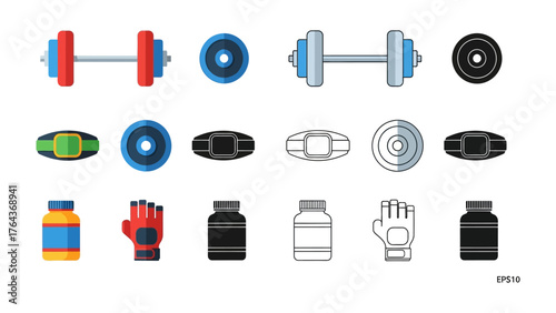 Fitness Essentials: A collection of various gym and exercise objects, perfectly composed to embody the essence of physical wellness.