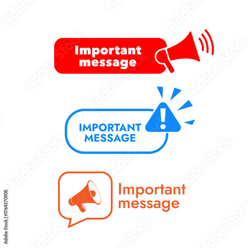 Set of different banners vector flat banner important message