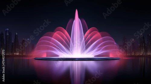 City Night Water Screen Light Show Splendid Bloom