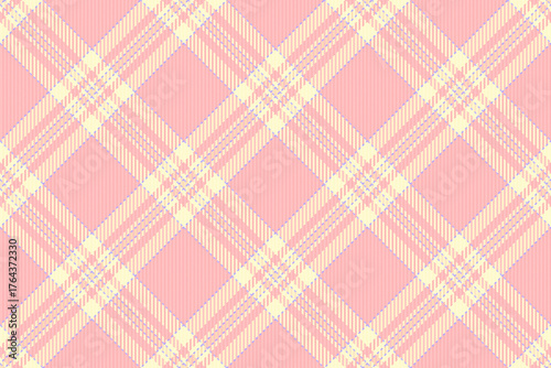 Empty fabric tartan pattern, scratched background texture seamless. Season plaid check textile vector in light and light goldenrod yellow colors.