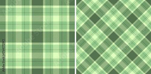Two seamless pastel green plaid patterns.  Perfect for textile design, website backgrounds, or crafting projects.  A versatile image offering both classic and modern aesthetics.