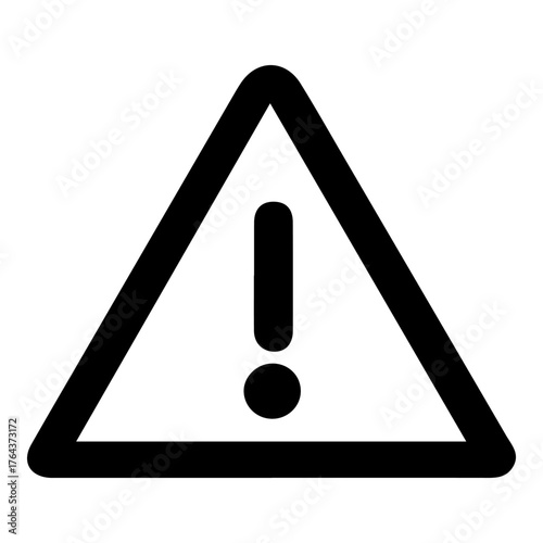 A black and white triangle with an exclamation point in the middle. The triangle is pointing to the right