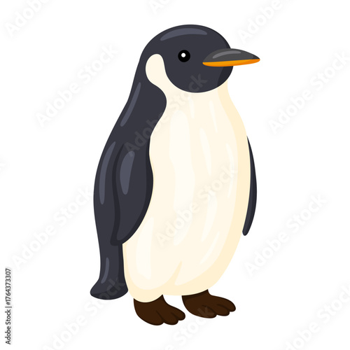 Standing Emperor Penguin Isolated Illustration