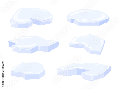 Set of Ice Floes and Iceberg Chunks Illustration