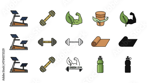 Fitness Icons: A collection of meticulously crafted icons, each a visual representation of fitness equipment and symbols. Designed to captivate.
