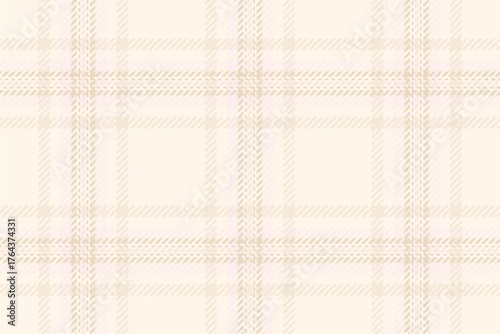 Coat background tartan pattern, chequered vector texture seamless. Lovely check textile plaid fabric in sea shell and antique white colors.
