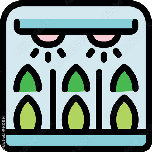 Innovative irrigation system nurturing plants in a controlled environment, symbolizing sustainable agriculture and efficient resource management