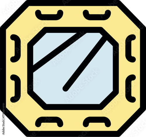 Octagonal porthole reflecting light, ideal for maritime, nautical, or submarine related projects