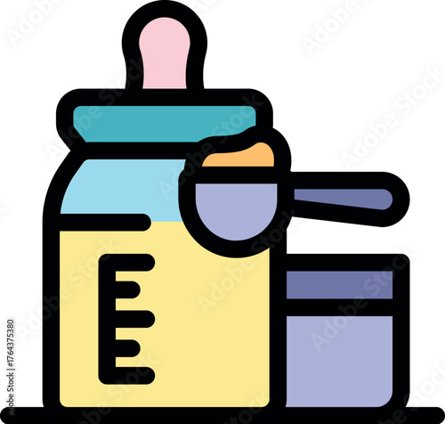 Preparing baby formula using a scoop and bottle, ensuring proper nutrition for infants