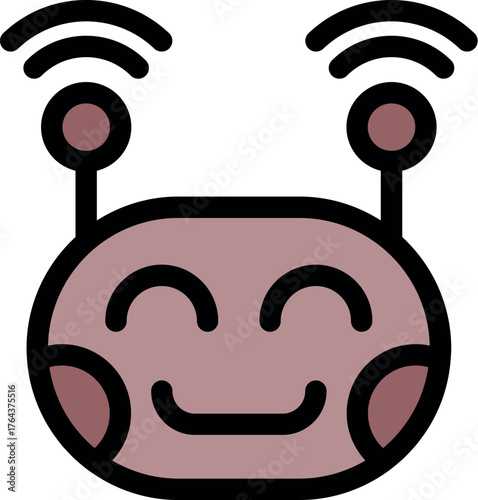 Cute robot face with antennas and a cheerful expression