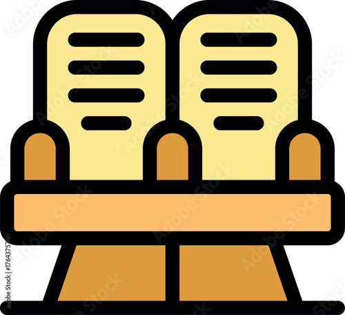 Stylized illustration of the ten commandments on stone tablets