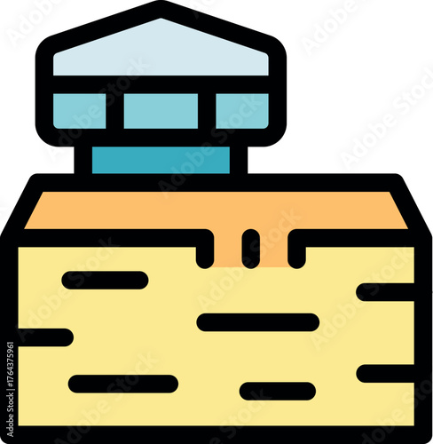 Colorful honey jar icon with a lid in cartoon style