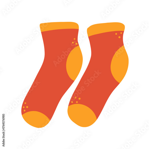 Orange pair of socks, flat illustration. Isolated on a white background.