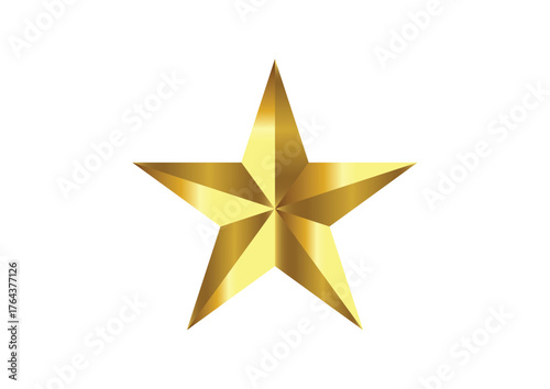 Golden Star Icon – Metallic 3D Award Symbol on White. gold star isolated on white