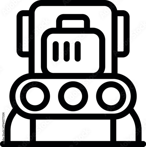 Futuristic delivery robot transporting a parcel on a conveyor belt, symbolizing automated logistics and efficient shipping