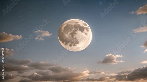 Beautiful 3D Animation of Moon in Night Sky with Stars