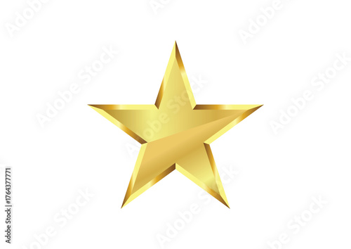 Golden Star Icon – Shiny 3D Award Symbol with Gradient Finish. Gold star. Gold star on white