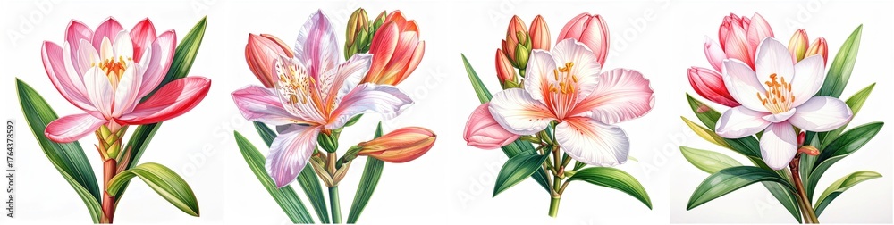 Fototapeta premium Tuberose creative drawing with rich pencil pigments and elegant color balance.