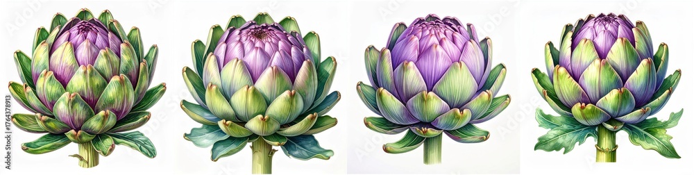 Fototapeta premium Artichoke bright and cheerful colored pencil artwork with realistic texture and precision.