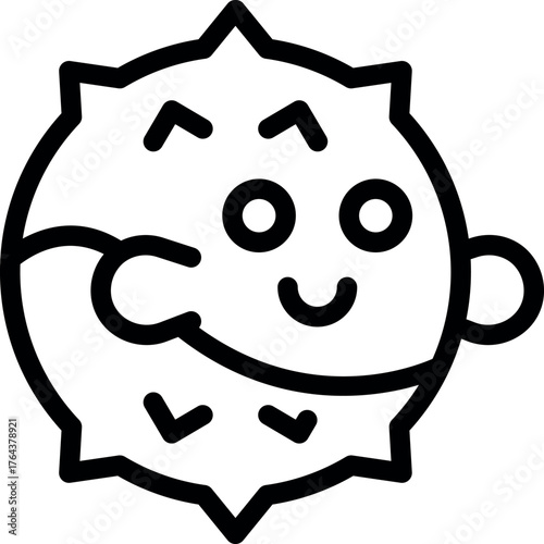 Cute smiling rambutan fruit cartoon character waving hand