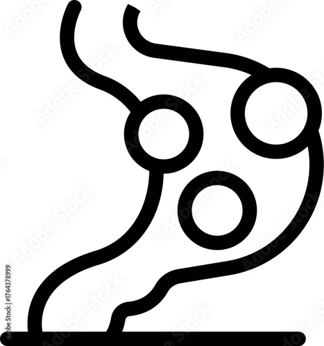 Thick liquid boiling, forming bubbles and steam rising from a hot surface, simple black and white line art icon