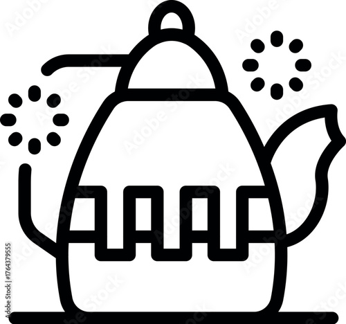 Kettle boiling and releasing steam, creating a cozy atmosphere, perfect for representing warmth, comfort, and relaxation