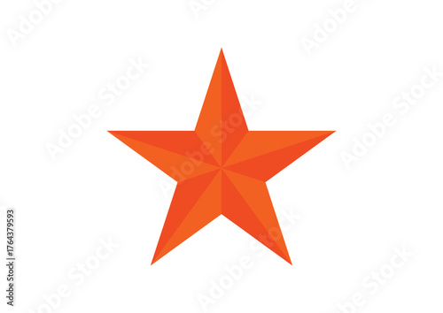 Orange Gradient Star Icon – Symmetrical 3D Polygon Design. Orange Gradient star on white background