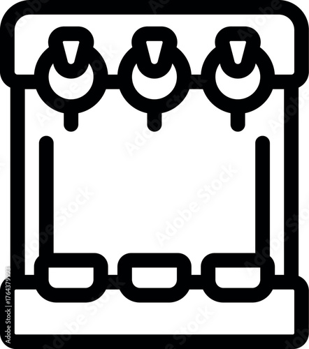 Simple black and white line art icon of a triple beer tap pouring three glasses of fresh cold beer