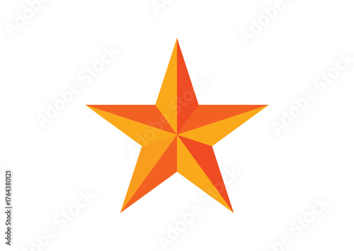 Orange Yellow Star Icon – Faceted Symmetrical Gradient Polygon Design. Orange Yellow star. Orange Yellow star isolated on white