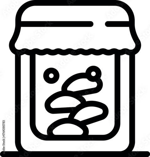 Glass jar with awning lid preserving pickled vegetables, fermentation process for long term storage