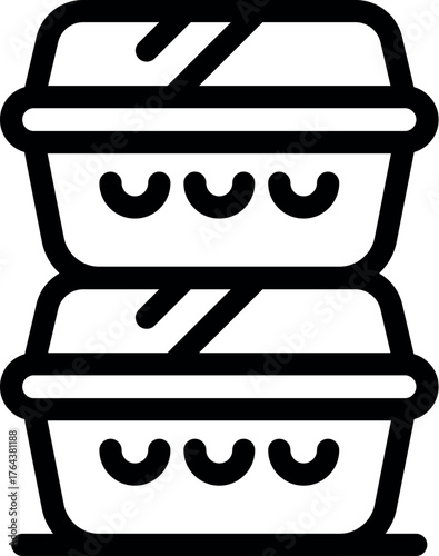 Two lunch boxes stacked on top of each other, representing meal preparation, delivery or storage