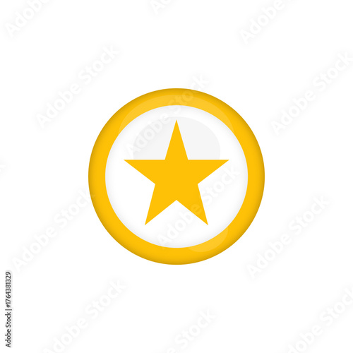 Glossy Style Yellow Star in a Circle Badge Icon Illustration