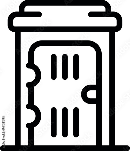 Simple bio toilet icon representing a portable restroom for outdoor events and construction sites, promoting sanitation and hygiene
