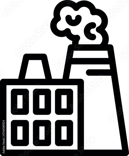 Factory building with smoking chimney representing industrial pollution and environmental damage
