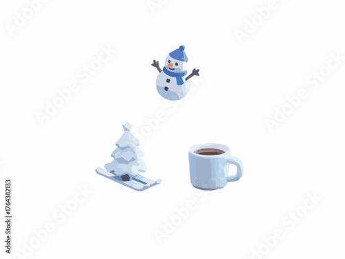 Set 3d snow icons 