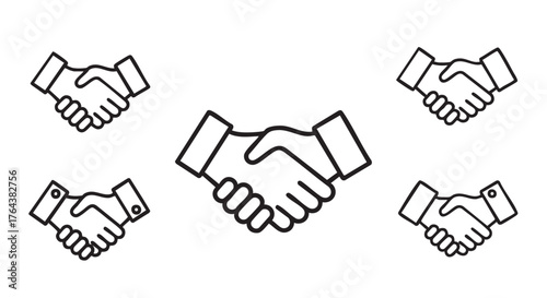 Handshake line art symbolizing business agreements and partnerships success concept