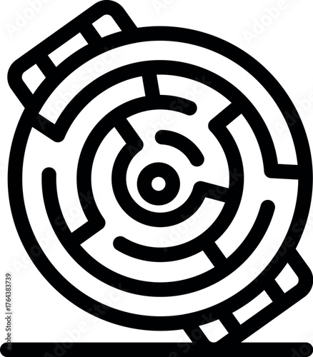 Smart watch displaying a circular maze puzzle, suggesting a game or problem solving app interface
