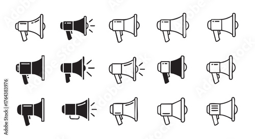 Megaphone Symbol Vector Icons Loudspeaker Icon Set Communication and Announcement Concept