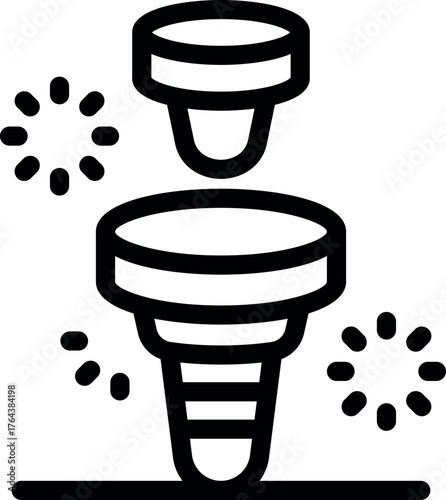 Magnetic field attracting a metal object, floating in the air, science experiment illustration