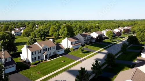 Wallpaper Mural Aerial View of Suburban Neighborhood Street on a Sunny Day Torontodigital.ca