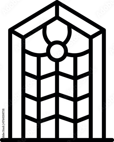 Architectural design of a sophisticated gate showcasing geometric patterns and decorative elements, suitable for security and aesthetic enhancement