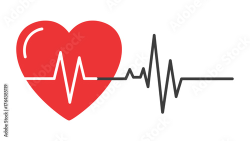 Vital Heartbeat: A vivid depiction of a red heart and accompanying electrocardiogram line, symbolizing life, health, and vitality.