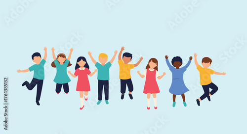 Joyful children celebrating happiness and friendship together in unity.